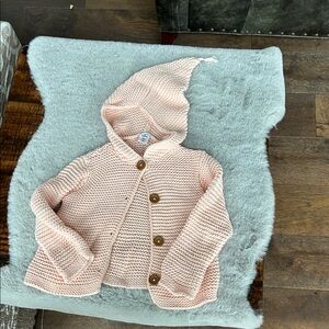 Pink Knit Baby Cardigan with Hood